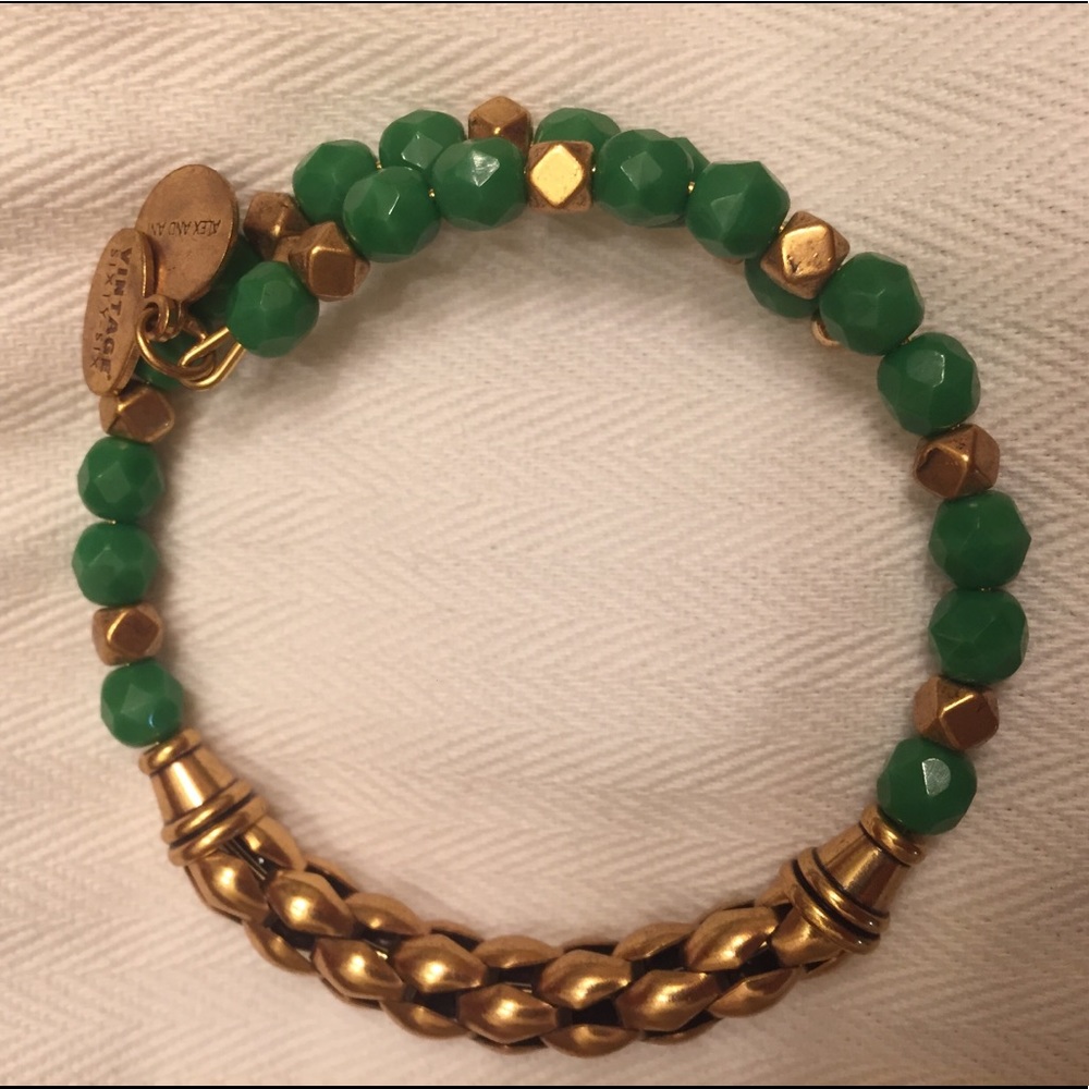 COPY - Gold and green Alex and Ani bracelet
